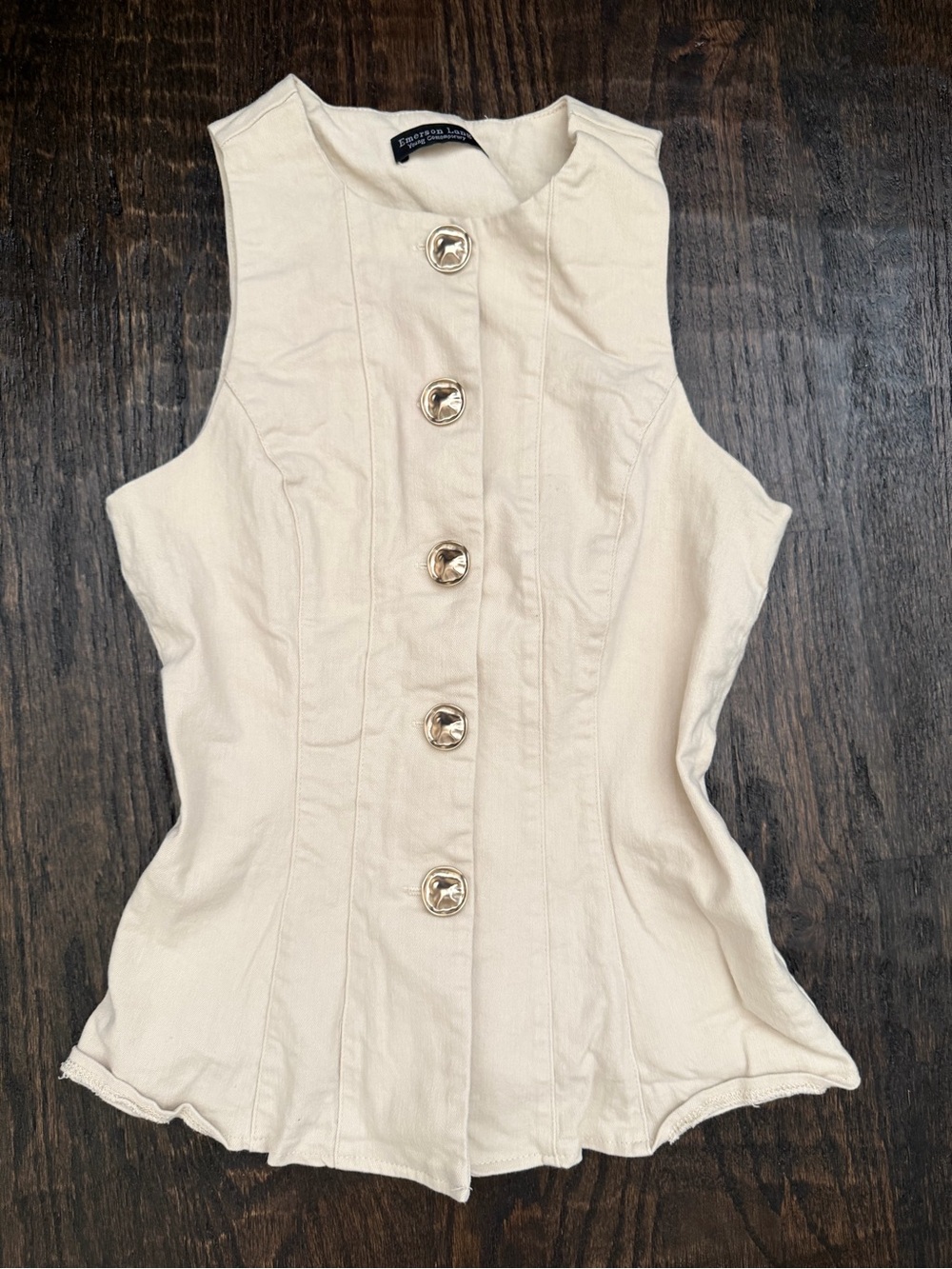 Cream Vest | Button-Front | Waist-Defining Top